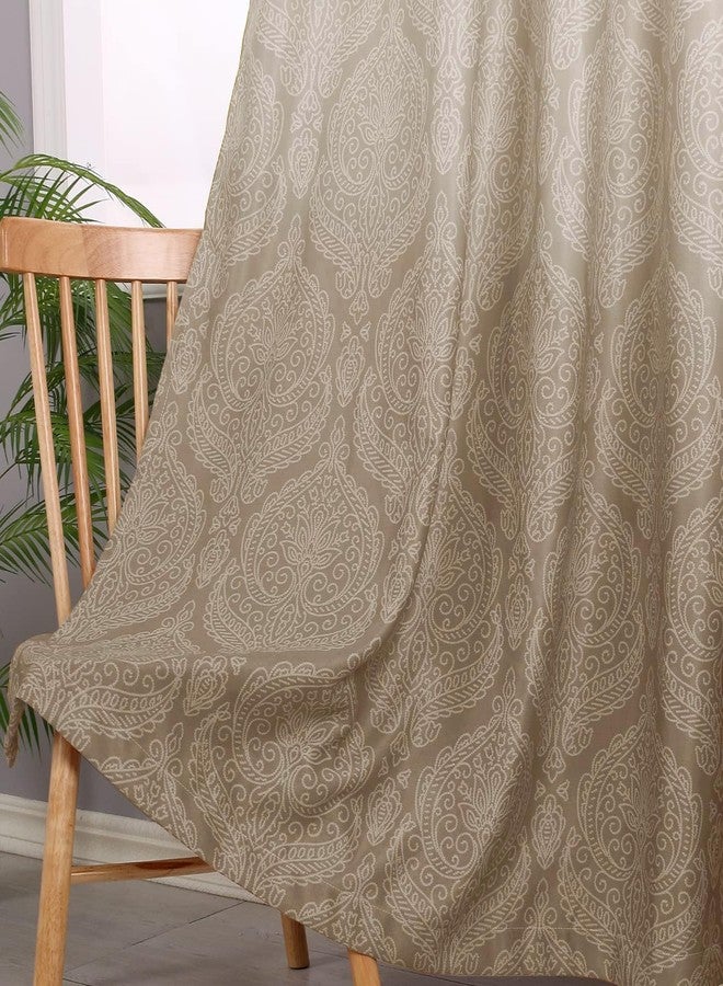 DWCN Ombre Room Darkening Curtains for Living Room - Damask Patterned Thermal Grommet Drapes for Bedroom,Office, 1 Pair Gradient Window Curtain Panels, 36 x 54 Inch Length Long, Taupe - Image 3