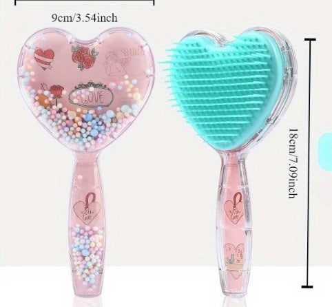 Generic New cute air cushion comb love girl special comb cartoon transparent airbag comb quicksand toy massage comb Green comb
