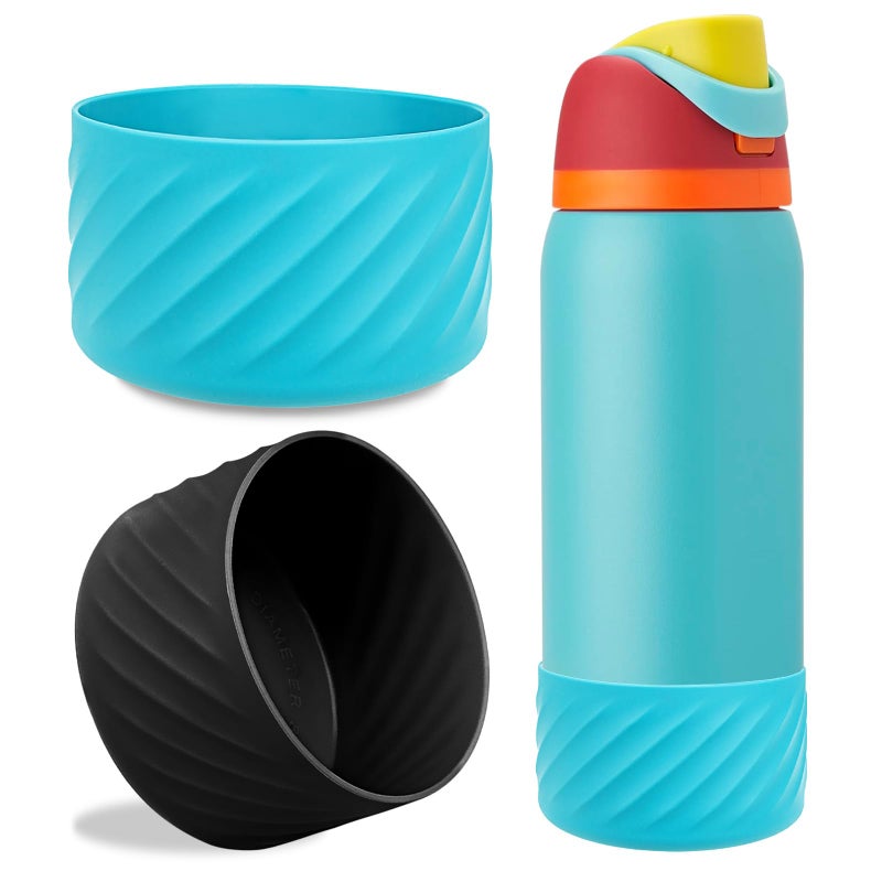 2Pcs Silicone Boot Base Sleeve for Owala Water Bottle FreeSip Twist and Flip Protective Silicone Bottom Bumper for Owala Flask Water Bottle Accessories BPA Free