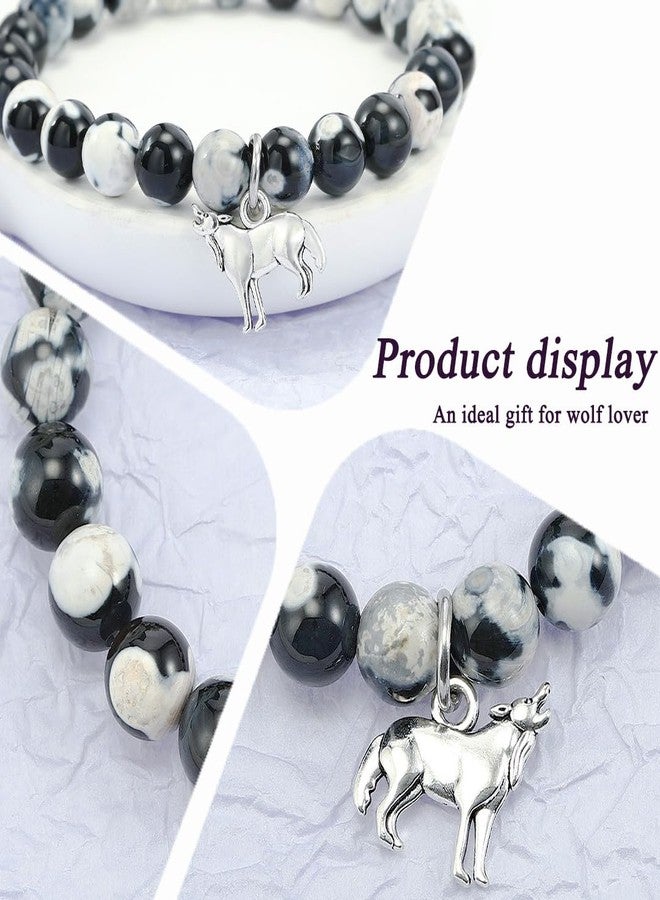 LIUANAN Wolf Gifts for Women Wolfs Amethyst Bracelet Natural Stone Jewelry Spirit Animal Healing Gift (Wolf) - Image 3