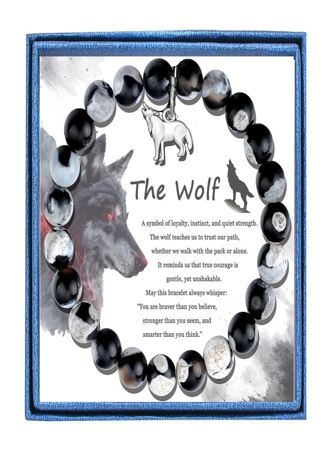 LIUANAN Wolf Gifts for Women Wolfs Amethyst Bracelet Natural Stone Jewelry Spirit Animal Healing Gift (Wolf) - Image 1