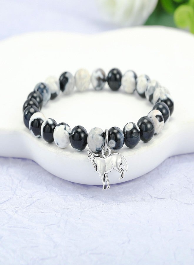 LIUANAN Wolf Gifts for Women Wolfs Amethyst Bracelet Natural Stone Jewelry Spirit Animal Healing Gift (Wolf) - Image 2