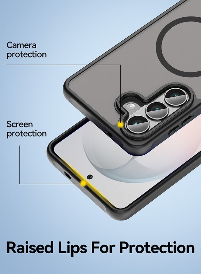 بشكل مختصر حافظة مغناطيسية لهاتف Samsung Galaxy S26+/S26 Plus 5G، متوافقة مع MagSafe، حافظة هاتف شفافة غير لامعة فائقة النحافة ومقاومة للصدمات ومانعة للانزلاق - أسود - Image 4