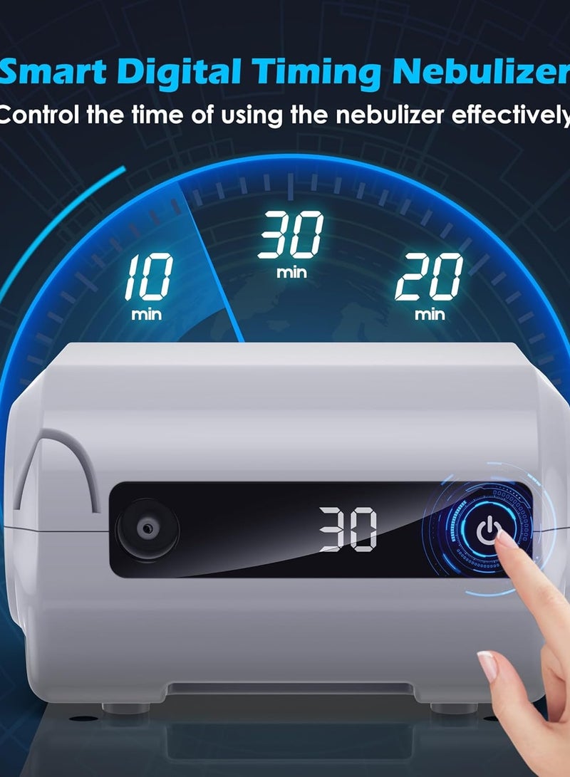 Smart Digital Display Nebulizer Machine for Adults and Kids, Compression Nebulizer for Breathing Treatment, Jet Nebulizer with Timing Function for Home