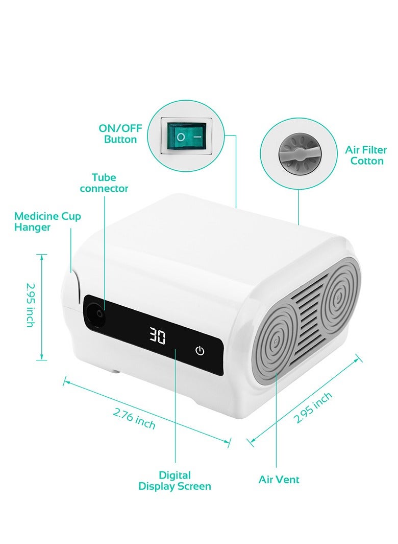 Smart Digital Display Nebulizer Machine for Adults and Kids, Compression Nebulizer for Breathing Treatment, Jet Nebulizer with Timing Function for Home