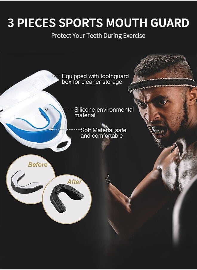 Captaintech 3 Pack EVA Mouthguards with Case, Sport Mouth Guards Mouthguard Gum Guard, Mouthguard Slim Fit for Boxing, Basketball, Hockey, Soccer  - Image 2