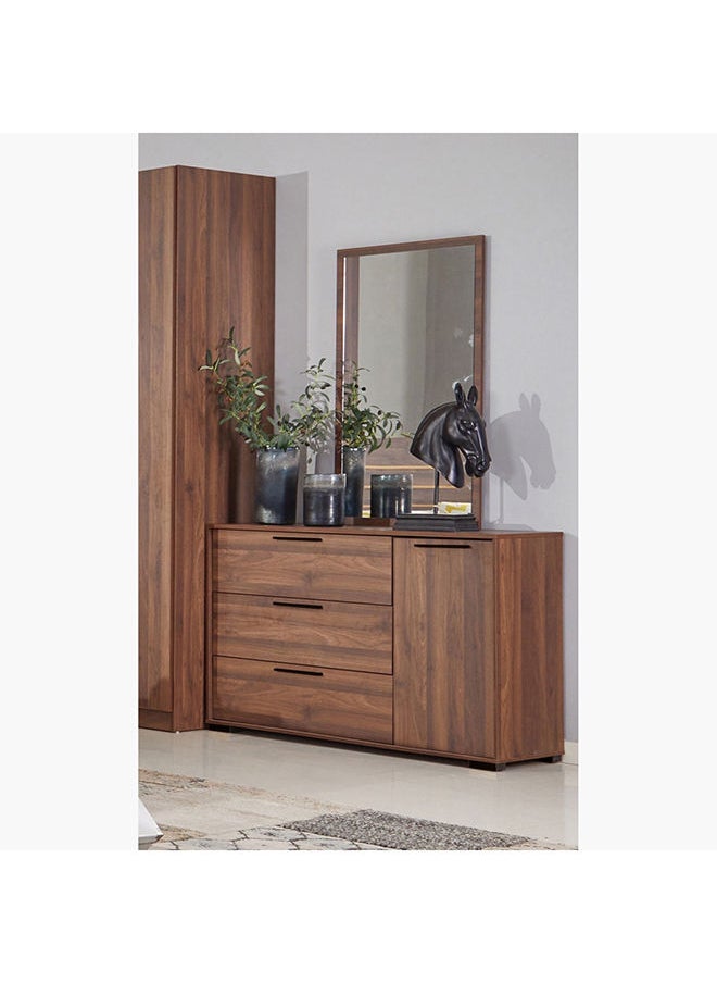 Home Box Patara 3-Drawer 1-Door Master Dresser | Dressing Table | Vanity Table | Makeup Table Without Mirror Brown 39x120x120cm 