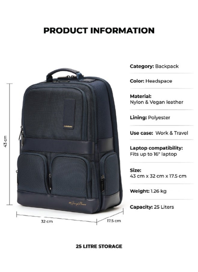 Mokobara MOKOBARA The Terra Work Backpack 25 Litre Premium Nylon 16" Unisex Laptop Backpack (Headspace), Navy Blue  - Image 3