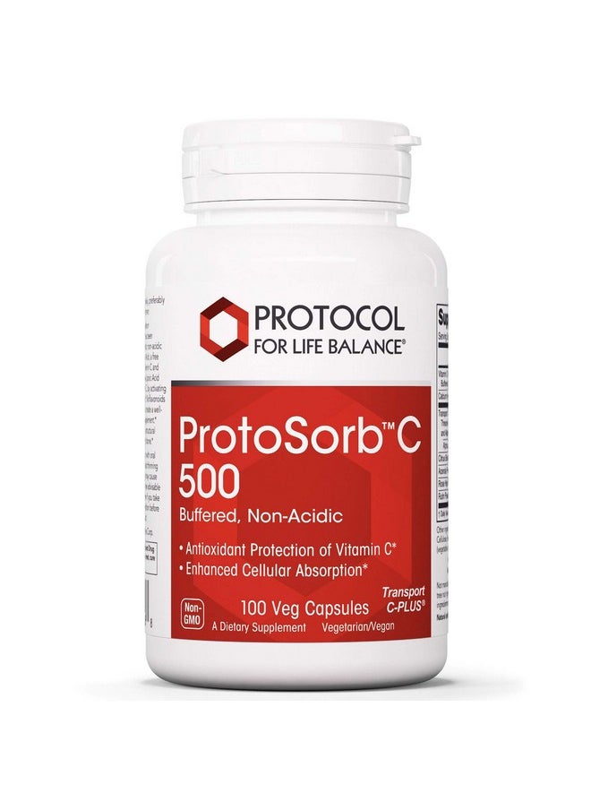 Protocol For Life Balance - Protocol Protosorb Vitamin C 500Mg Immune System Boost Calcium Rose Hips Rutin 100 Veg Caps - Image 1