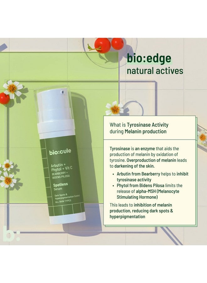 Biocule Spotless Serum Arbutin Face Serum With Phytol & Vitamin C From Bearberry Bidens Pilosa & Kakadu Plum Face Serum For Pigmentation Dark Spots Freckles & Blemishes For All Skin Types 30Ml - Image 5