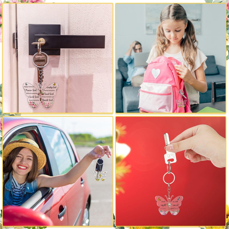 Remuuly 50 Pcs Christian Party Favor Mini Bible Verse Keychain Gifts Religious Scripture Keychain Gifts for Women Mom Mother's Day (Butterfly) - Image 4