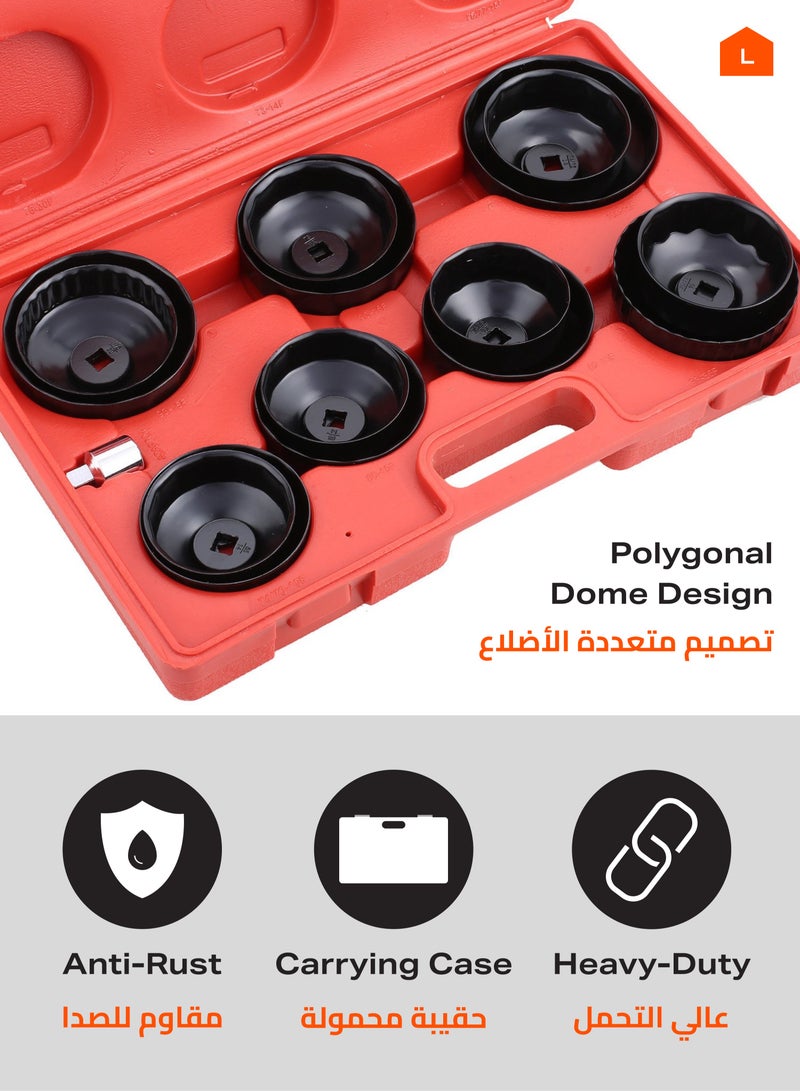 LAWAZIM Oil filter Wrench 14 Piece Black | Sturdy Steel Oil Filter Socket, Oil Filter Socket, Low Profile Oil Filter Socket Set For Easy Access, Oil Filter Wrench Cap Set w/Case  - Image 4