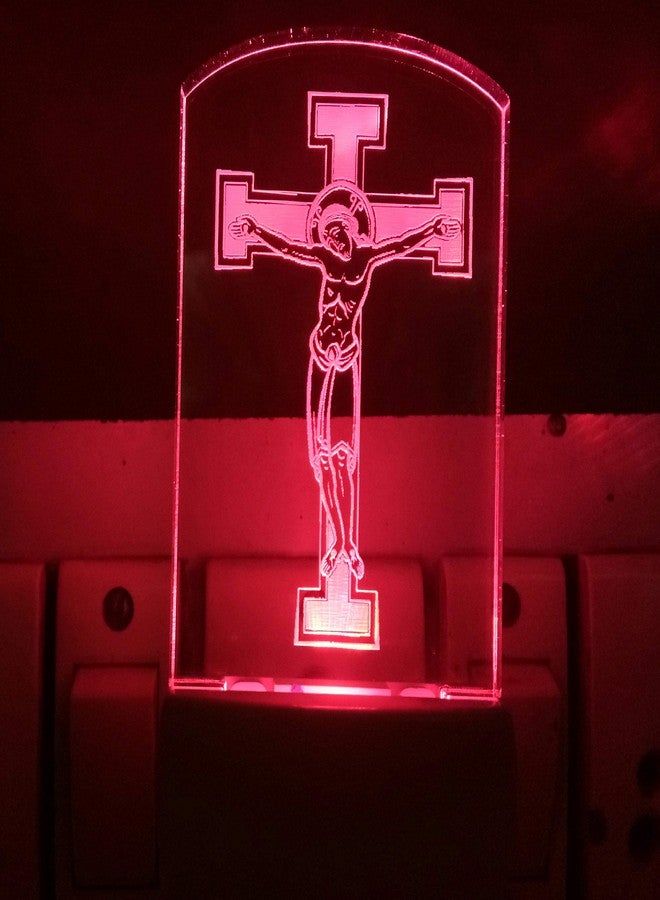 UKANI Acrylic Jesus Christ Cross Design Night Lamp Color Changing 3D LED Table Night Lamp Decoration for Bedroom/Corridor/Living Room/Shrine/Temple/Festivals (Multicolour) - Image 5