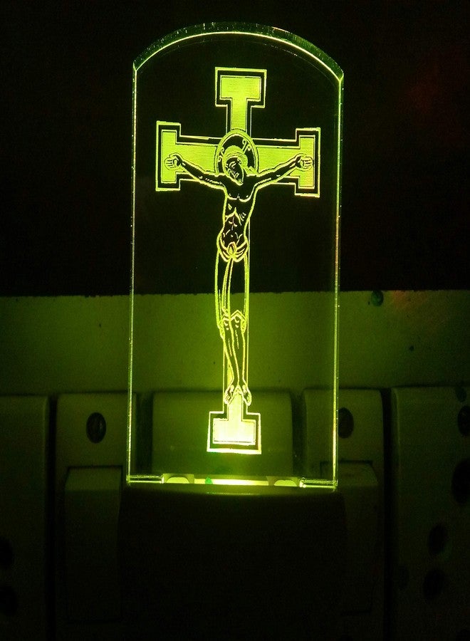 UKANI Acrylic Jesus Christ Cross Design Night Lamp Color Changing 3D LED Table Night Lamp Decoration for Bedroom/Corridor/Living Room/Shrine/Temple/Festivals (Multicolour) - Image 1