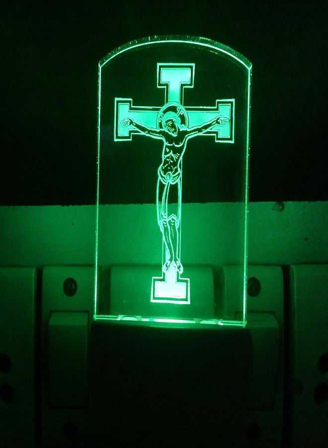 UKANI Acrylic Jesus Christ Cross Design Night Lamp Color Changing 3D LED Table Night Lamp Decoration for Bedroom/Corridor/Living Room/Shrine/Temple/Festivals (Multicolour) - Image 3