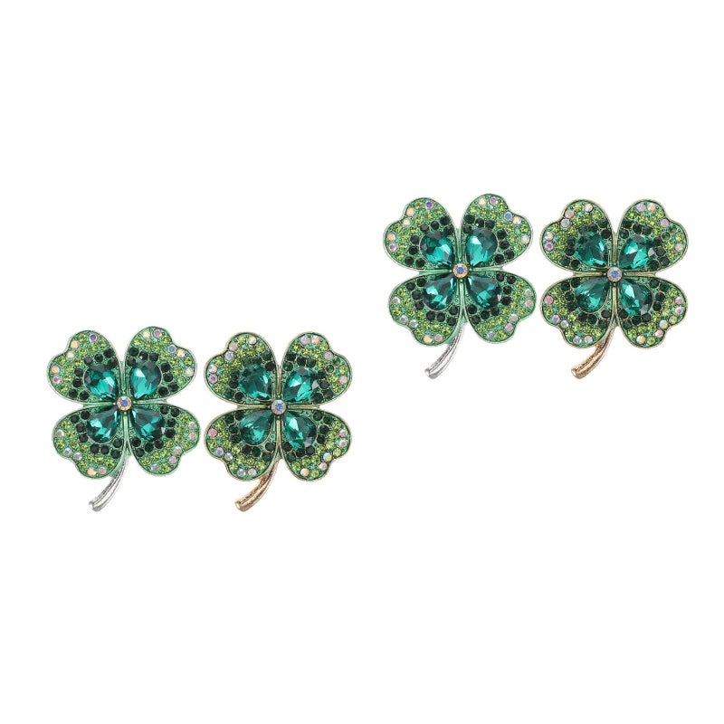4 pcs Crystal Four Leaf Charms Zinc Alloy Diy Jewelry Making Accessories Lucky Shamrock Charms For Earrings Clothing Decor - Image 1