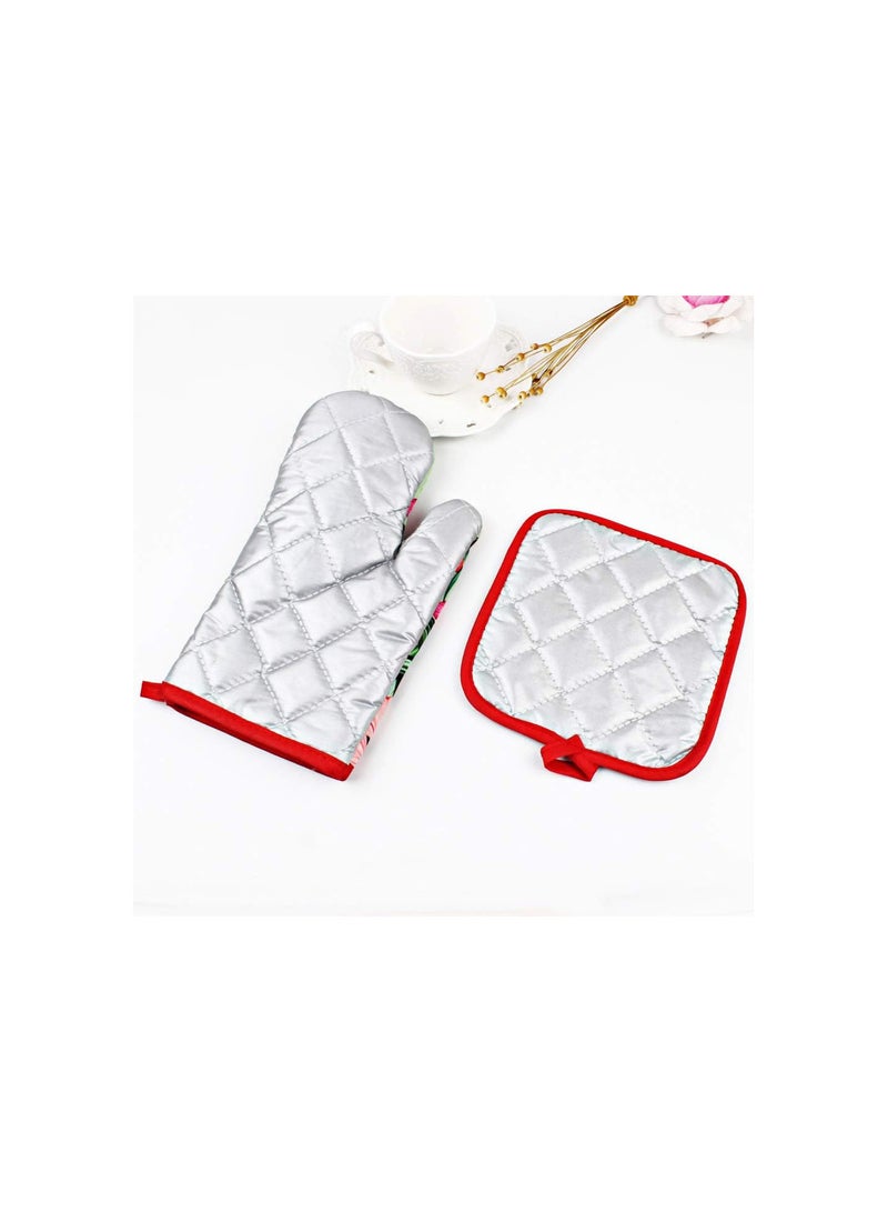 GGOOT Christmas Oven Gloves and Oven Pads Set Kitchen Baking Gloves Heat Resistant Non Slip Waterproof Reusable Kitchen Oven Mitts for Grilling/Cooking/Baking/Barbecue/Celebrate Christmas dinner  - Image 3