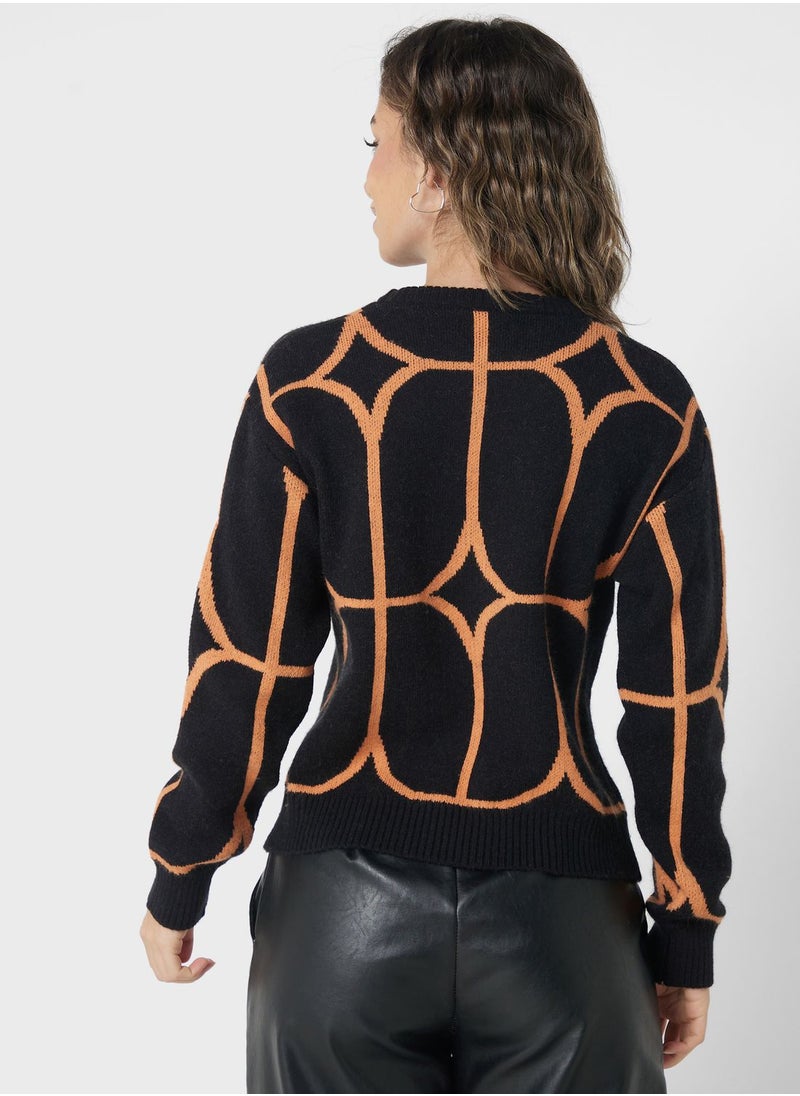 Ginger - Geometric Print Sweater - Image 1