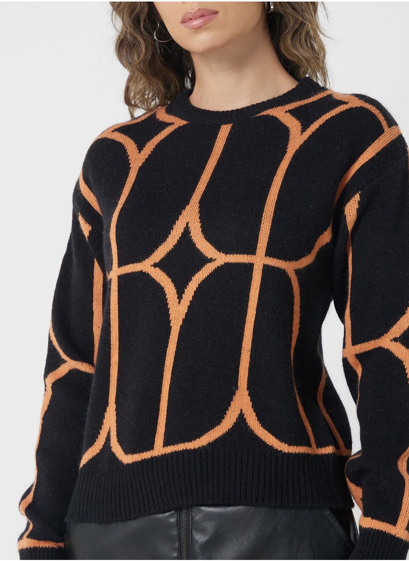 Ginger - Geometric Print Sweater - Image 1