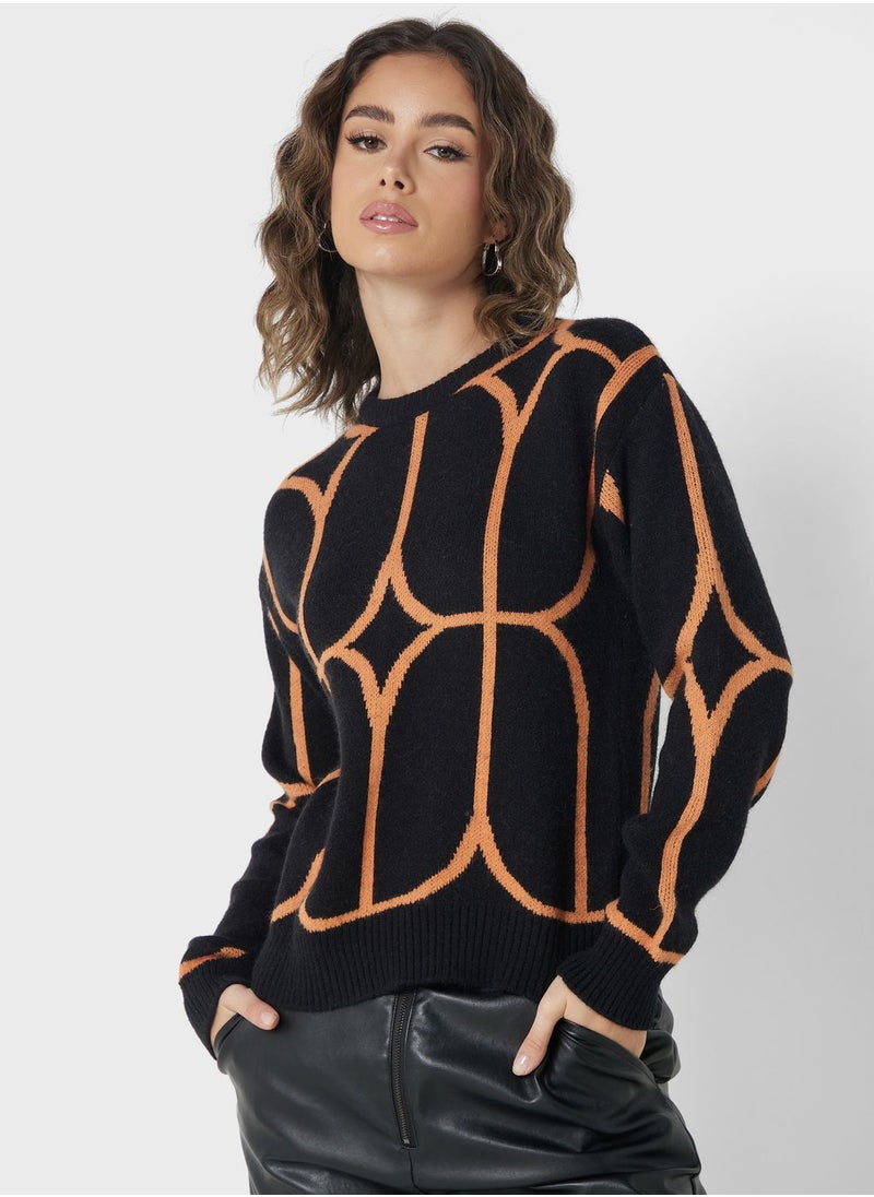 Ginger - Geometric Print Sweater - Image 1