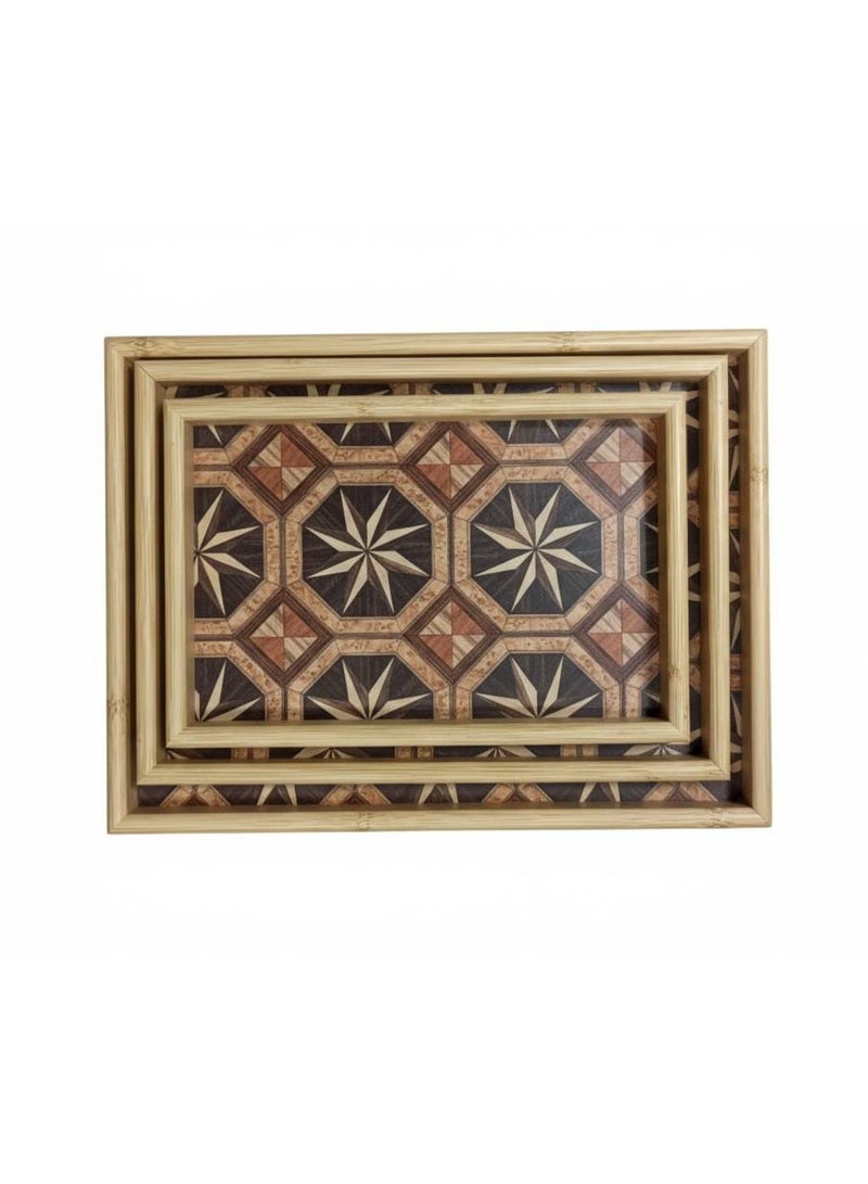 سبيس شوب طقم 3 صواني مستطيلة مزخرفة بنمط نجمة طقم تقديم وديكور منزلي متعدد الاستخدامات - Image 1