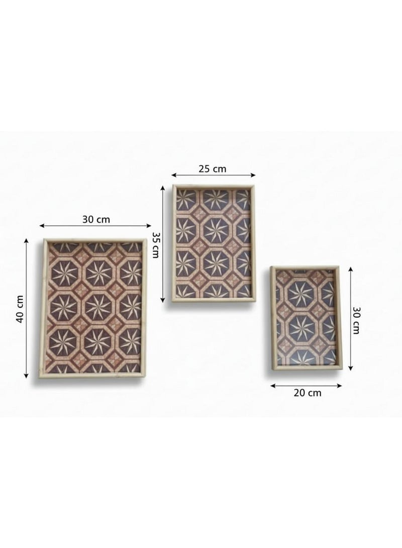 سبيس شوب طقم 3 صواني مستطيلة مزخرفة بنمط نجمة طقم تقديم وديكور منزلي متعدد الاستخدامات - Image 4