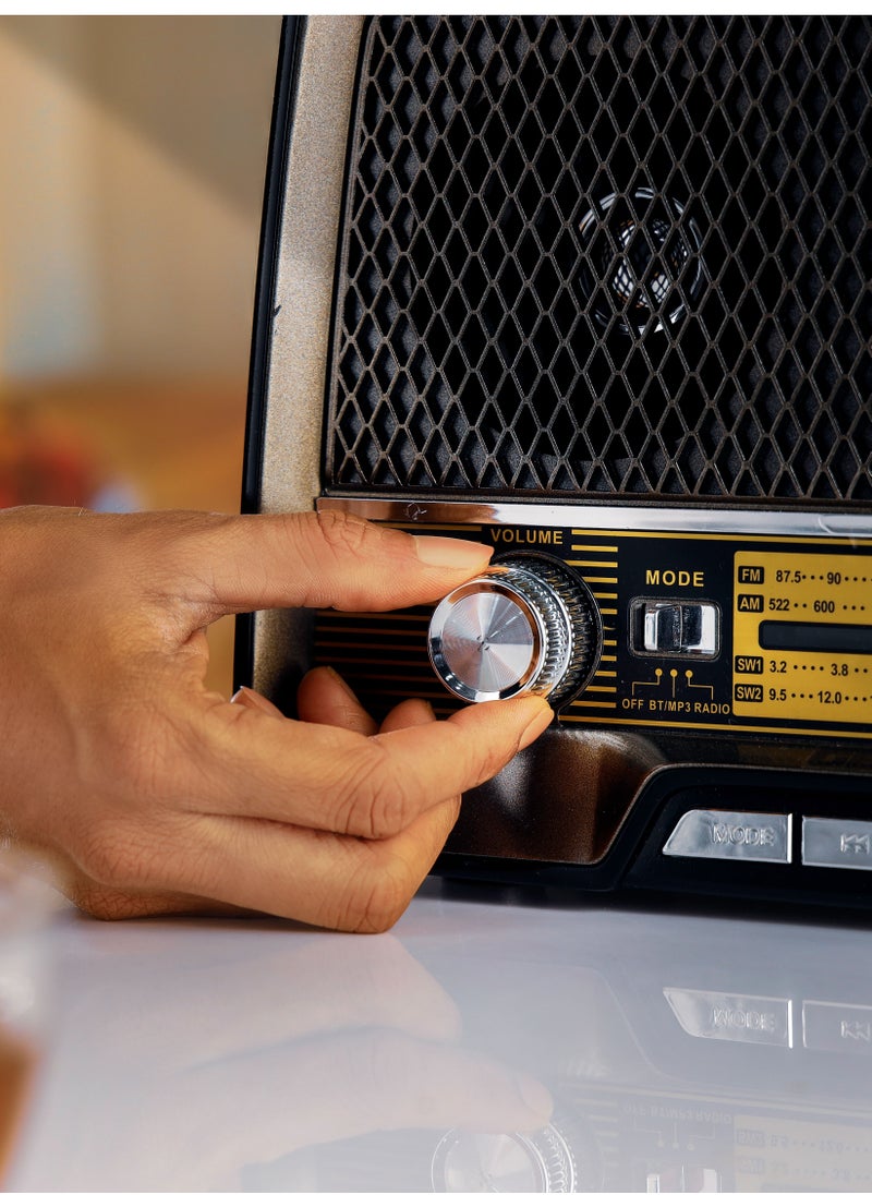 GEEPAS - Rechargeable Radio with Bluetooth, 3-Band Radio, | AUX Input, Rechargeable Battery Radio | AC/ DC Operation | BT/ FM/ MP3/ USB/ TF Card | GR13016 - Image 1