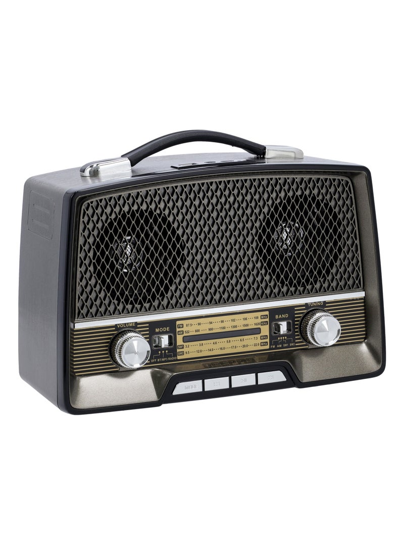 GEEPAS - Rechargeable Radio with Bluetooth, 3-Band Radio, | AUX Input, Rechargeable Battery Radio | AC/ DC Operation | BT/ FM/ MP3/ USB/ TF Card | GR13016 - Image 1