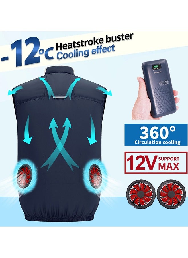 Updated Version Cooling Vest for Men Women Hot Weather with 20000mAh Battery 12V Fans Air Conditioner Short Sleeve Jacket Fan Vest- XL - pzsku/Z0E09AFE8E123E71945CFZ/45/_/1721637734/3129d6b1-8e29-4b56-a7b1-4ef0fdd2e158