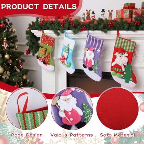 HASTHIP® Set of 4 Christmas Decorations Stockings 2 Size Santa, Snowman, Reindeer Socks Hangings Christmas Tree Decoration Items Gifts Stocking Set for Xmas Tree, Holiday Home Decor, Window, Door - Image 3