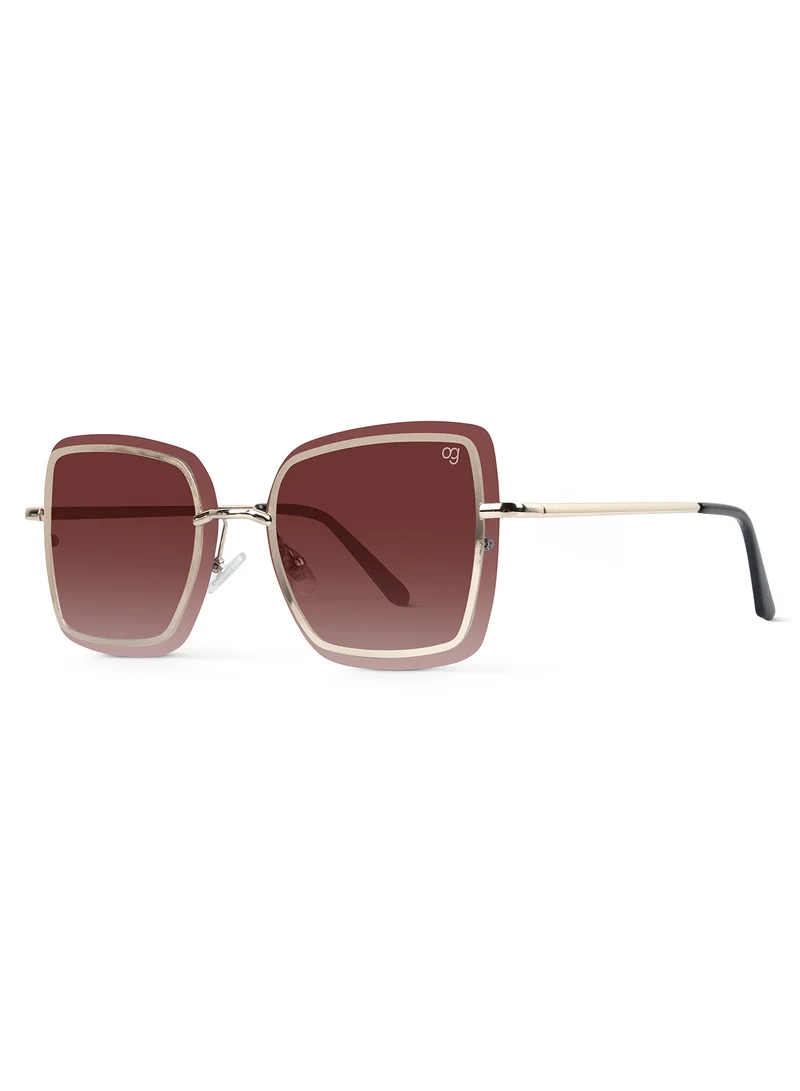 Woggles Latest & Stylish UV Protected Golden Square Sunglasses for Women