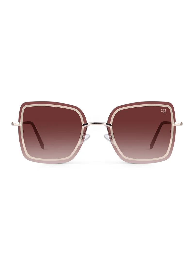 Woggles Latest & Stylish UV Protected Golden Square Sunglasses for Women