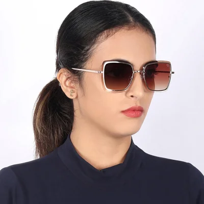 Woggles Latest &amp; Stylish UV Protected Golden Square Sunglasses for Women