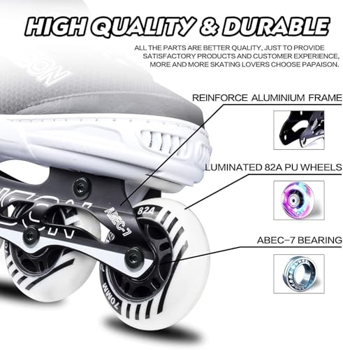 PAPAISON Adjustable Inline Skates for Kids and Adults with Full Light Up Wheels, Outdoor Roller Skates for Girls and Boys, Men and Women - Image 5
