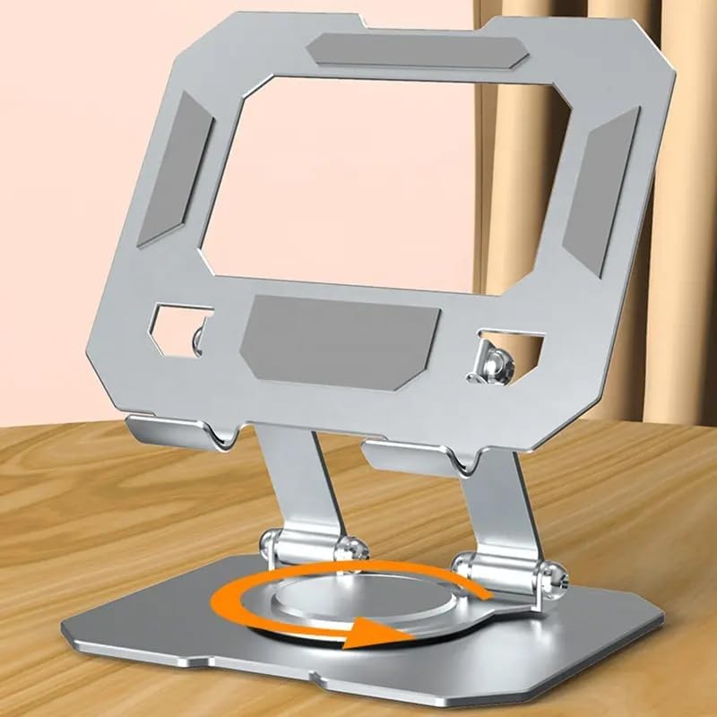 AMBLIC Aluminum 360° Rotable Tablet Stand & Adjustable Foldable Tablet Holder for I Pad & Tablet, Smartphones | Flexible Rotable Metal Tablet Stand for Table,Desk,Bed,Study - Image 1