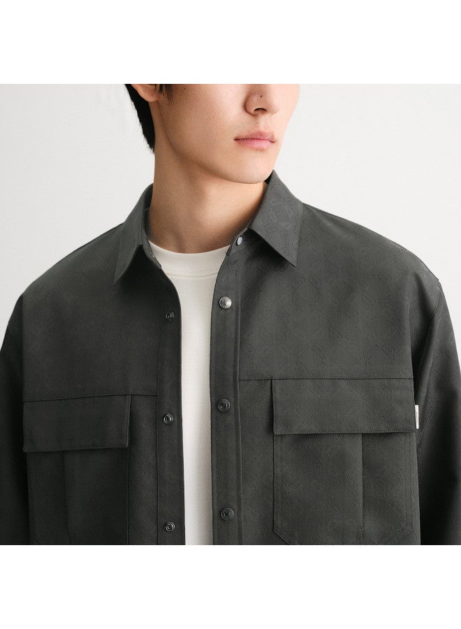Waxbird Men's Wear 2025 Autumn Collection Turn-down Collar Exquisite Textured Jacquard Outerwear Shirt Fashion Men's Shirt - Image 4