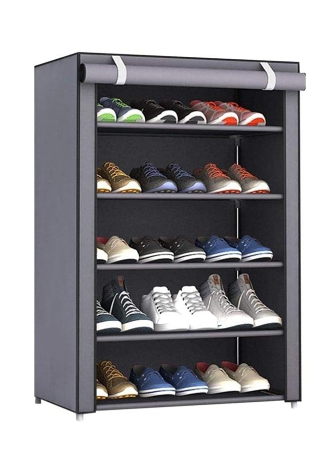 Arabest Shoe Rack 5 Shelves With Stainless Steel Frame Grey 60X30X90Cm 15 Pairs Of Shoe  - Image 1
