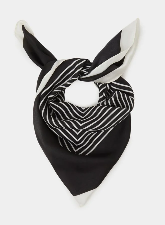 Styli Black Striped Neck Scarf