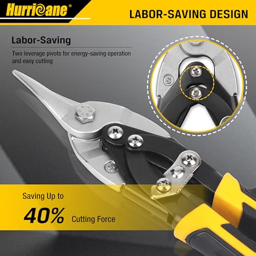 Hurricane مقص طيران هوريكان 10 بوصة، مقصات طيران Cr-Mo لقص صفائح المعدن، قاطع صفائح معدنية ثقيل، قطع مستقيم، مقص طيران عالي الرافعة، يوفر حتى 40% من جهد العمل - Image 3