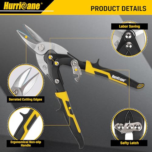 Hurricane مقص طيران هوريكان 10 بوصة، مقصات طيران Cr-Mo لقص صفائح المعدن، قاطع صفائح معدنية ثقيل، قطع مستقيم، مقص طيران عالي الرافعة، يوفر حتى 40% من جهد العمل - Image 2