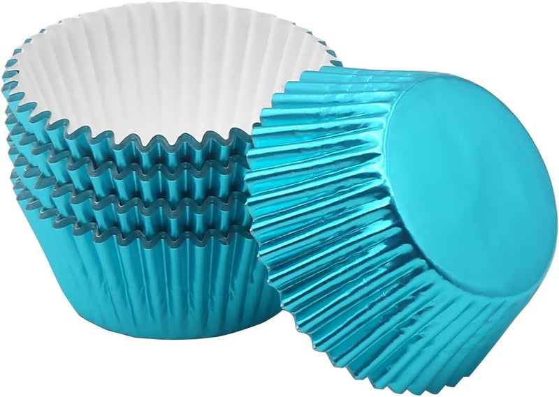 Mombake Standard Aqua Blue Foil Cupcake Liners Muffin Baking Cups for Party and More, 100-Count - Image 5