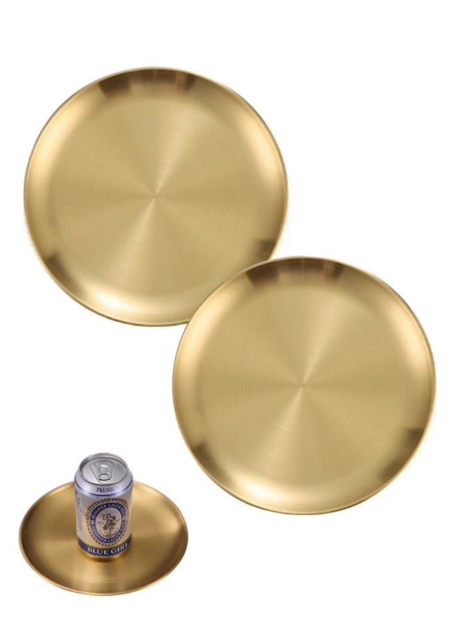 Morlife 304 Stainless Steel Dinner Plate，Stainless Steel Plates Set of 2 Metal Dinner Plates 20cm ,Shatterproof & Dishwasher Safe - Image 1