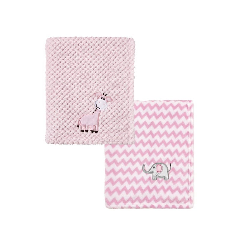 CREVENT 2Pcs 30X40 Cute Cozy Fluffy Warm Baby Blankets for Infants Toddlers Bedding Crib Cot Stroller Giraffe Elephant - Image 2