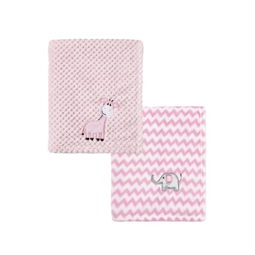 CREVENT 2Pcs 30X40 Cute Cozy Fluffy Warm Baby Blankets for Infants Toddlers Bedding Crib Cot Stroller Giraffe Elephant - Image 1