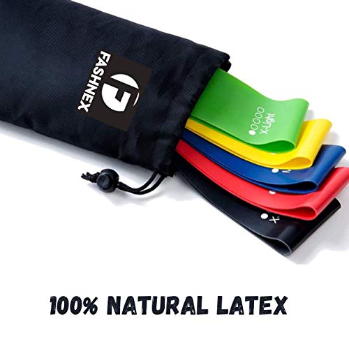 Fashnex Resistance Loop Mini Bands for Men & Women (Set of 5 Exercise Bands with Carry Bag), Extra-Light, Light, Medium, Heavy & Extra-Heavy Resistance, Rubber - Image 4