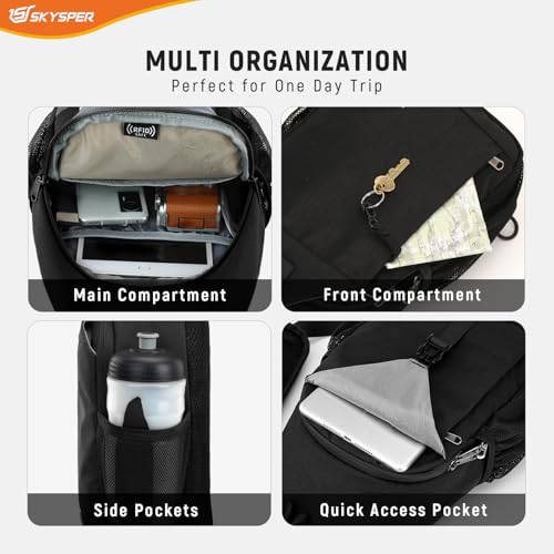 SKYSPER Sling Bag RFID Cross Body Bag Recycled Crossbody Backpack Travel Daypack(Black) - Image 5