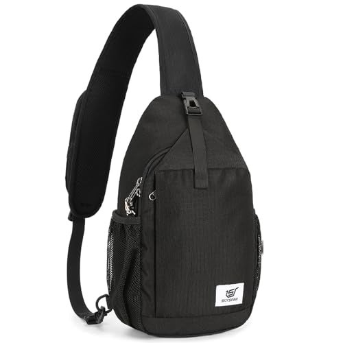 SKYSPER Sling Bag RFID Cross Body Bag Recycled Crossbody Backpack Travel Daypack(Black) - Image 1