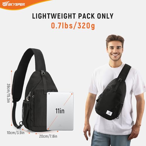 SKYSPER Sling Bag RFID Cross Body Bag Recycled Crossbody Backpack Travel Daypack(Black) - Image 2