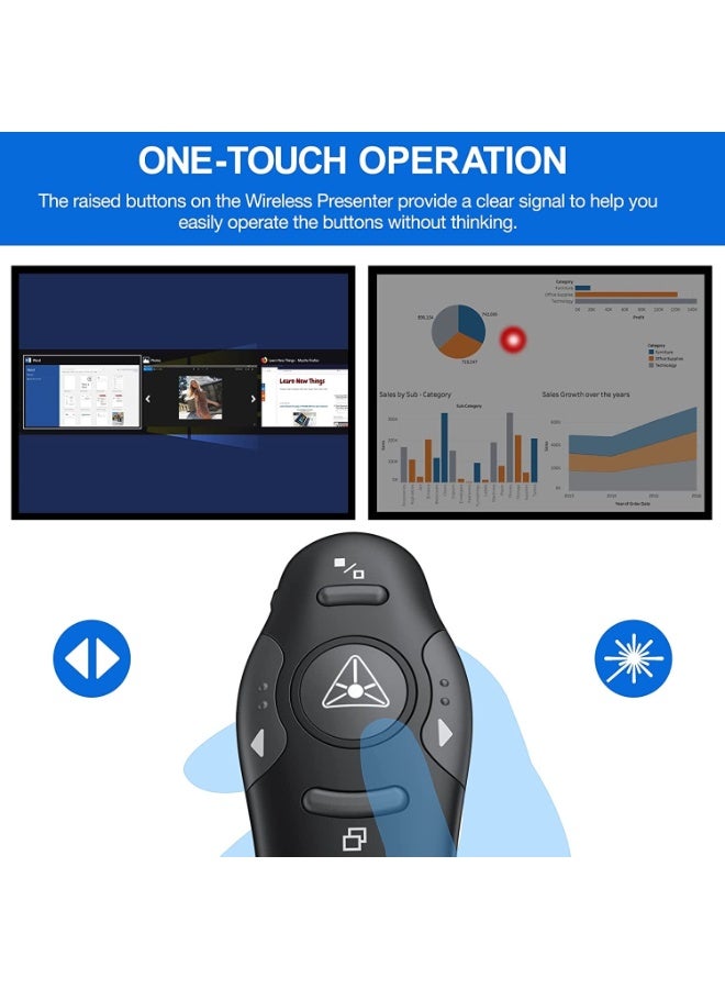 شابية جهاز عرض تقديمي لاسلكي مع مؤشر ليزر أحمر، جهاز عرض تقديمي لاسلكي بتردد 2.4 جيجاهرتز يعمل عن بُعد لبرنامج PowerPoint، يعمل على أنظمة Windows/MAC/Linux - Image 5
