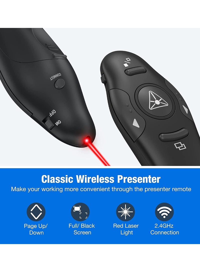 شابية جهاز عرض تقديمي لاسلكي مع مؤشر ليزر أحمر، جهاز عرض تقديمي لاسلكي بتردد 2.4 جيجاهرتز يعمل عن بُعد لبرنامج PowerPoint، يعمل على أنظمة Windows/MAC/Linux - Image 2